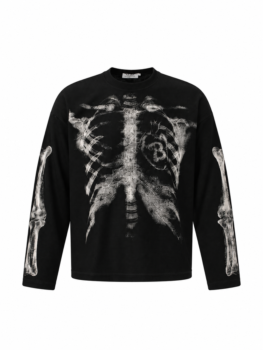 Distressed X-Ray Skeleton Thermal Long Sleeve