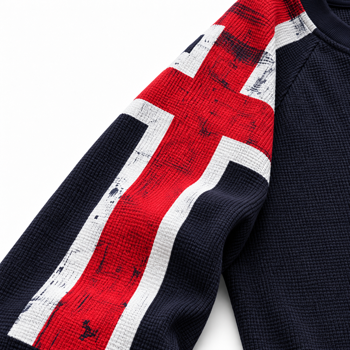 Cross Graphic Waffle-Knit Raglan