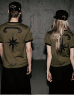Badblood 'Gothic B.A.D' Olive Ringer Tee