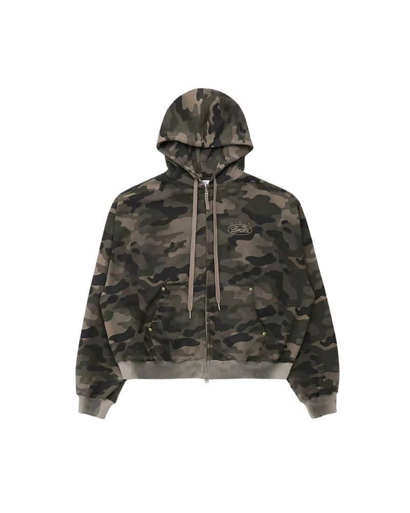 Badblood 'Gothic Crest' Camo Zip-Up Hoodie