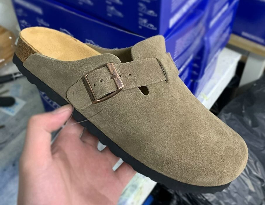 Birkenstock Boston Suede 'Taupe' Clogs