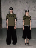 Badblood 'Gothic B.A.D' Olive Ringer Tee