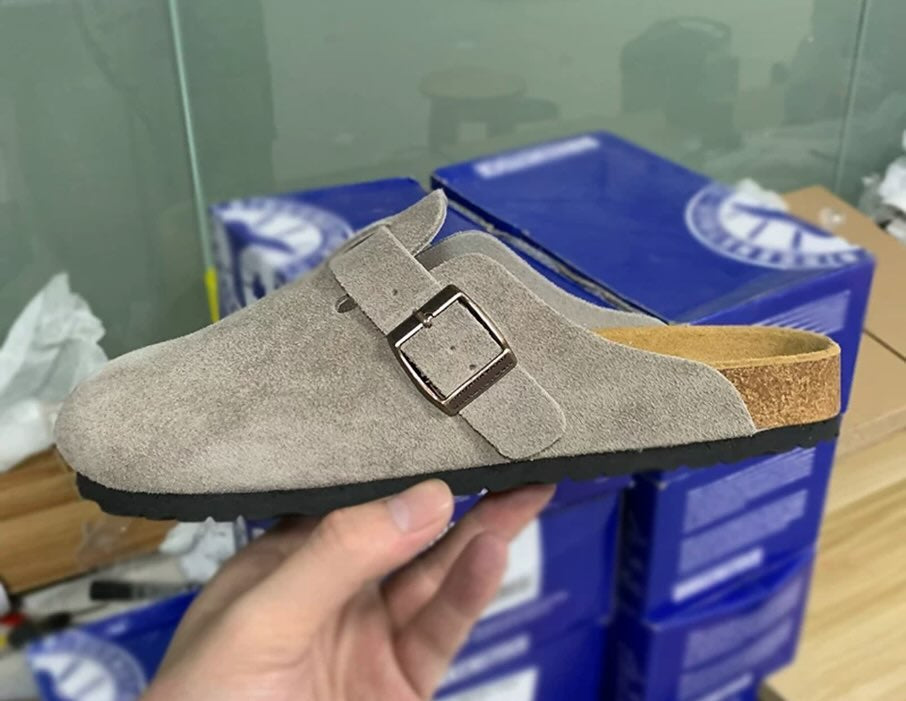 Birkenstock Boston Suede 'Taupe' Clogs