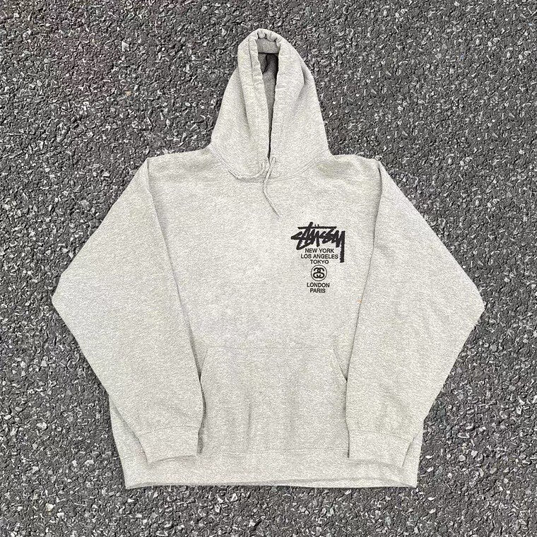 Stüssy 'World Tour' Heather Grey Hoodie