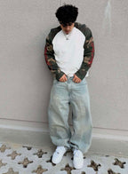 'Camo Raglan' Waffle Thermal