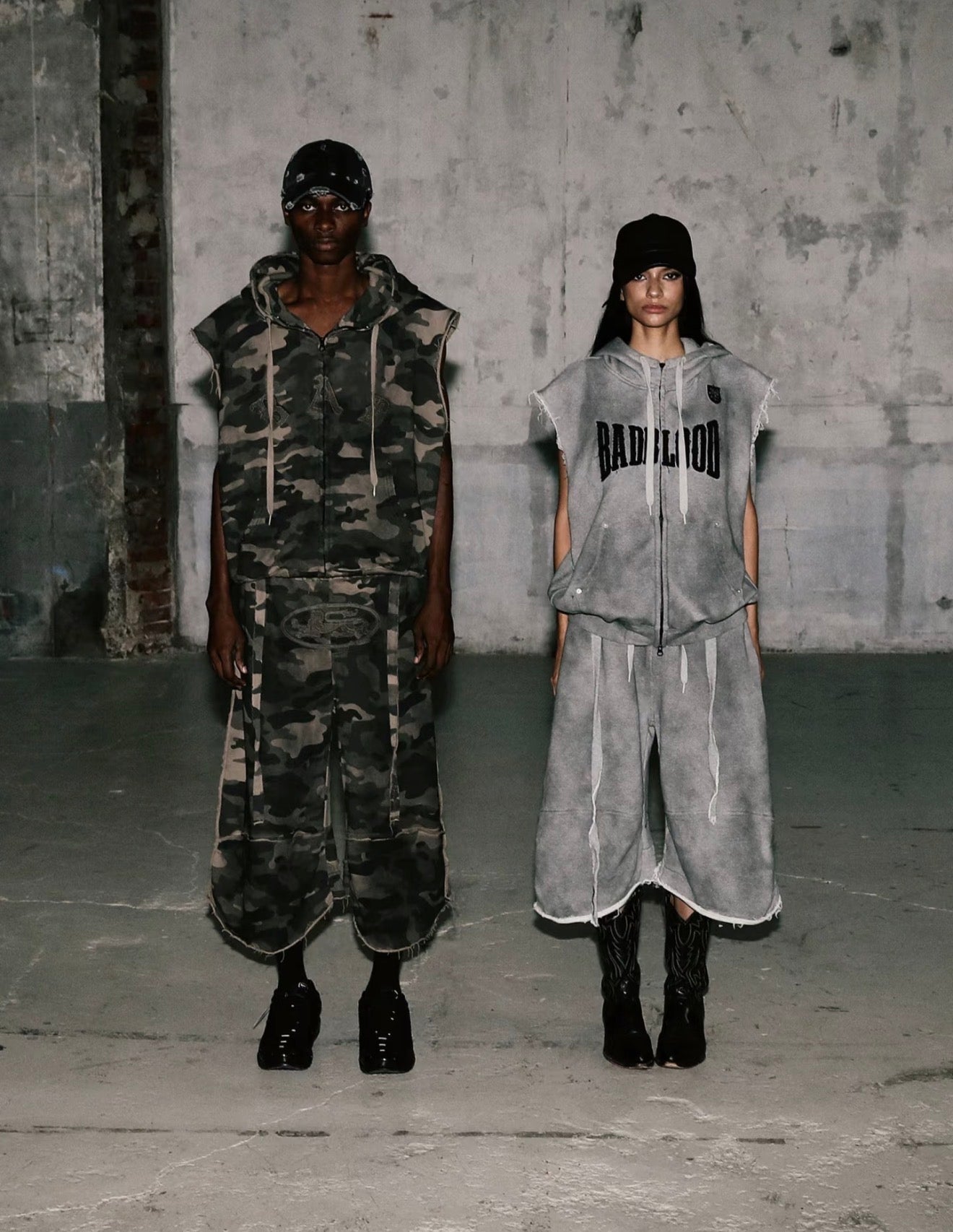 Badblood 'Distressed Edge' Sleeveless Zip-Up Hoodie