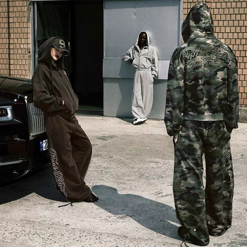 Badblood 'Gothic Script' Camo Baggy Sweatpants