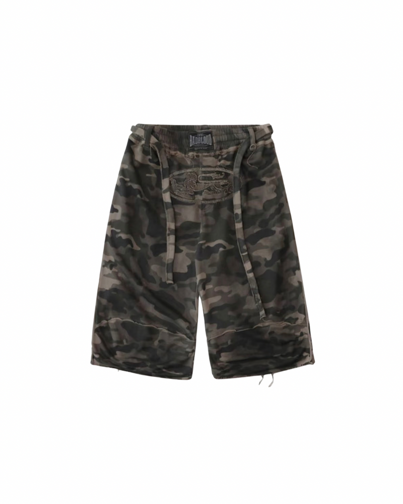 Badblood 'Gothic Crest' Camo Sweat Shorts