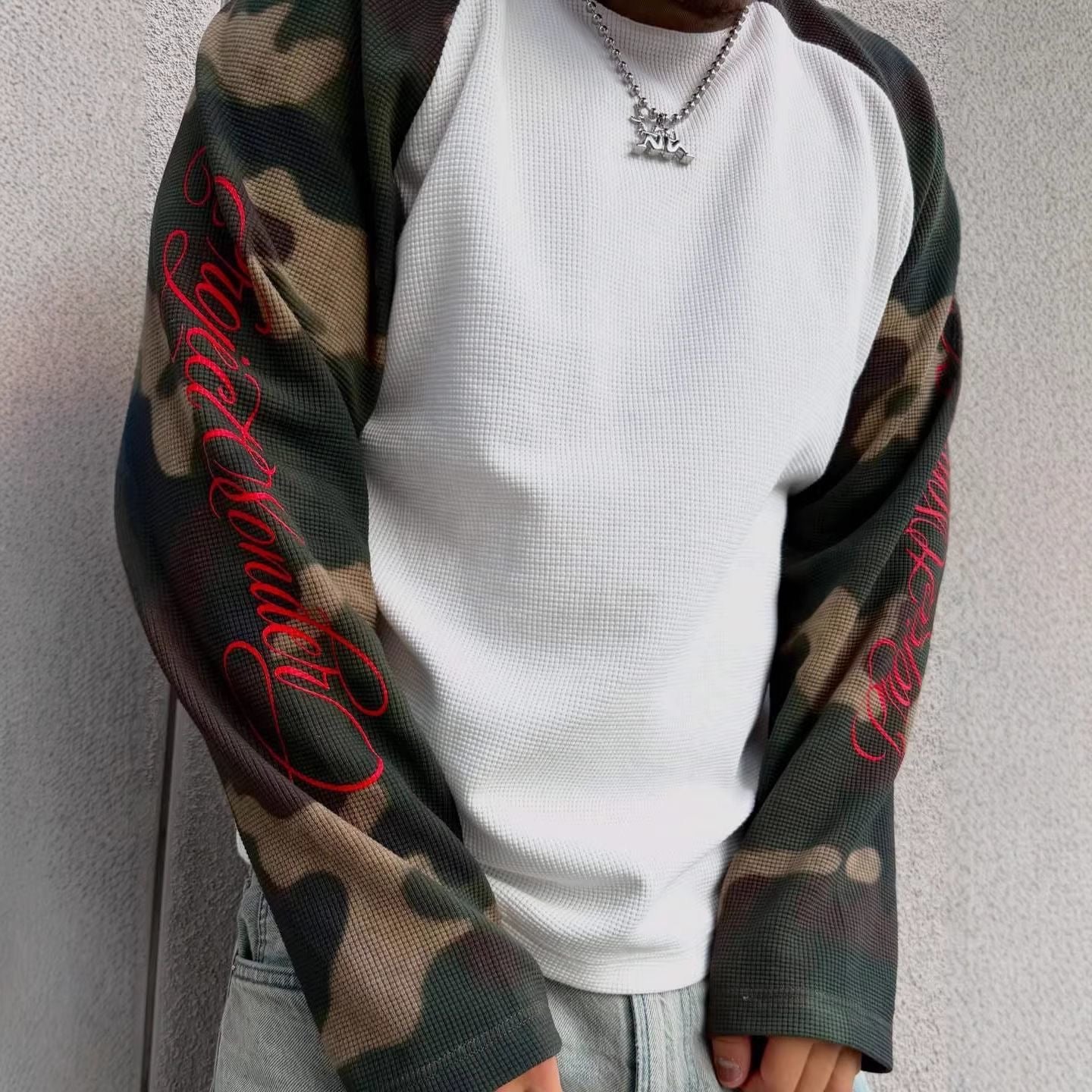 'Camo Raglan' Waffle Thermal