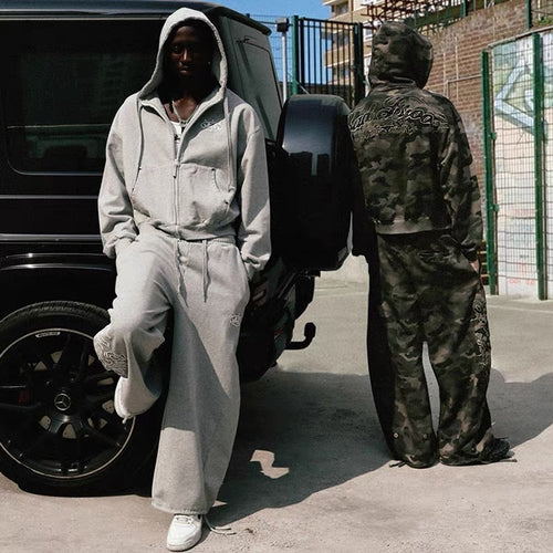 Badblood 'Gothic Crest' Camo Zip-Up Hoodie