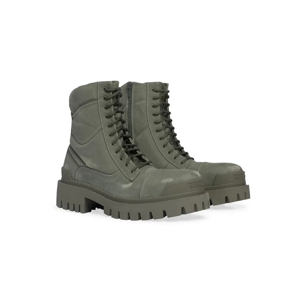 Balenciaga Strike Distressed Canvas Boots