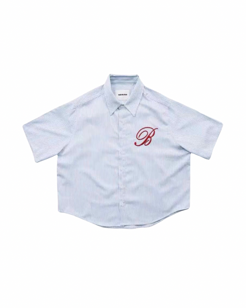 Badblood 'Script B' Striped Short-Sleeve Shirt