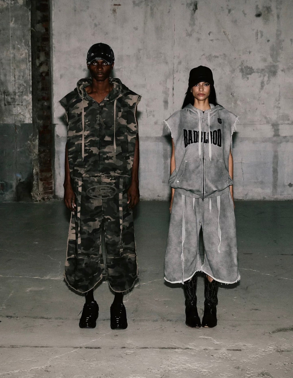 Badblood 'Gothic Crest' Camo Sweat Shorts