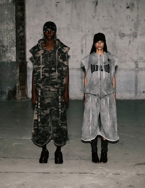 Badblood 'Gothic Crest' Camo Sweat Shorts