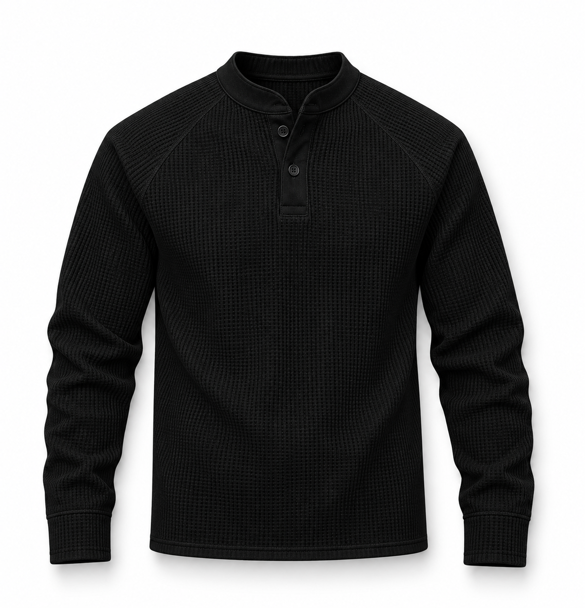 Waffle Knit Henley Long Sleeve