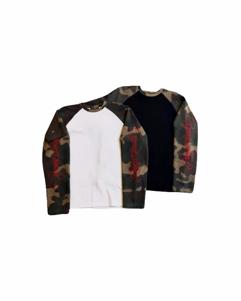 'Camo Raglan' Waffle Thermal