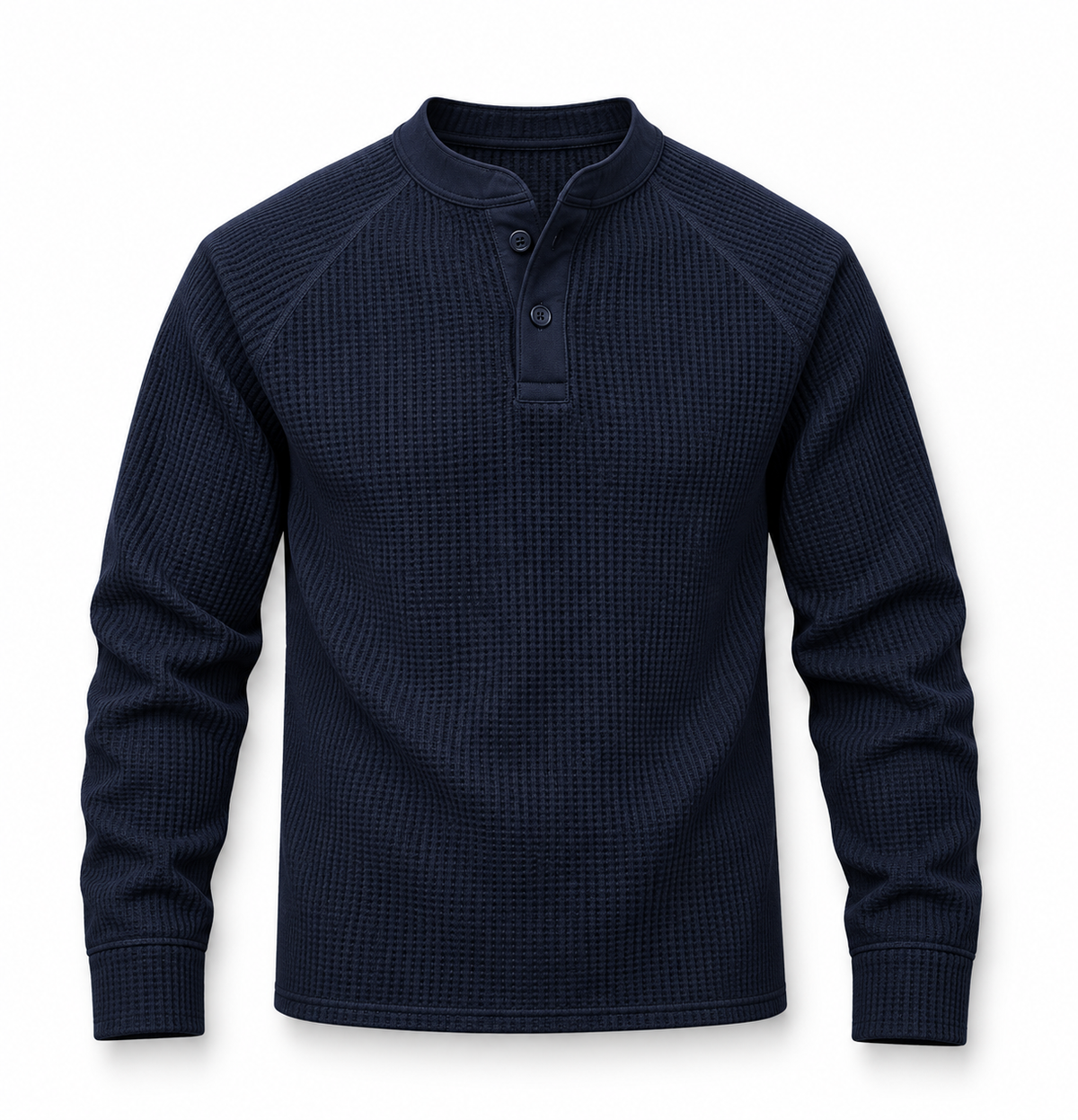 Waffle Knit Henley Long Sleeve