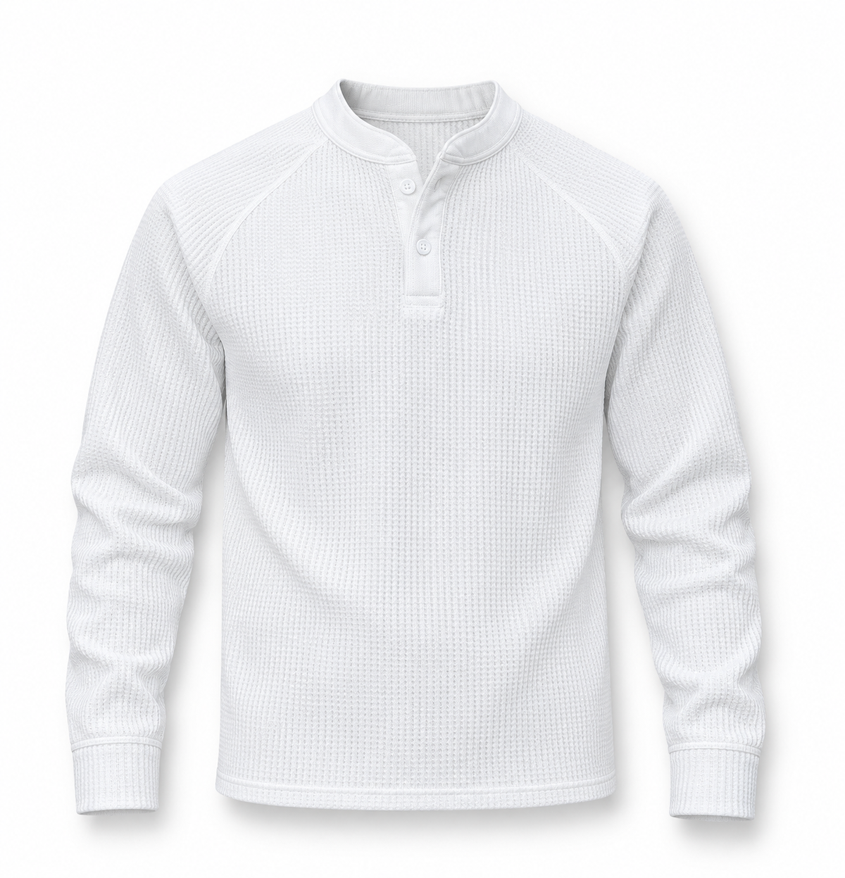 Waffle Knit Henley Long Sleeve