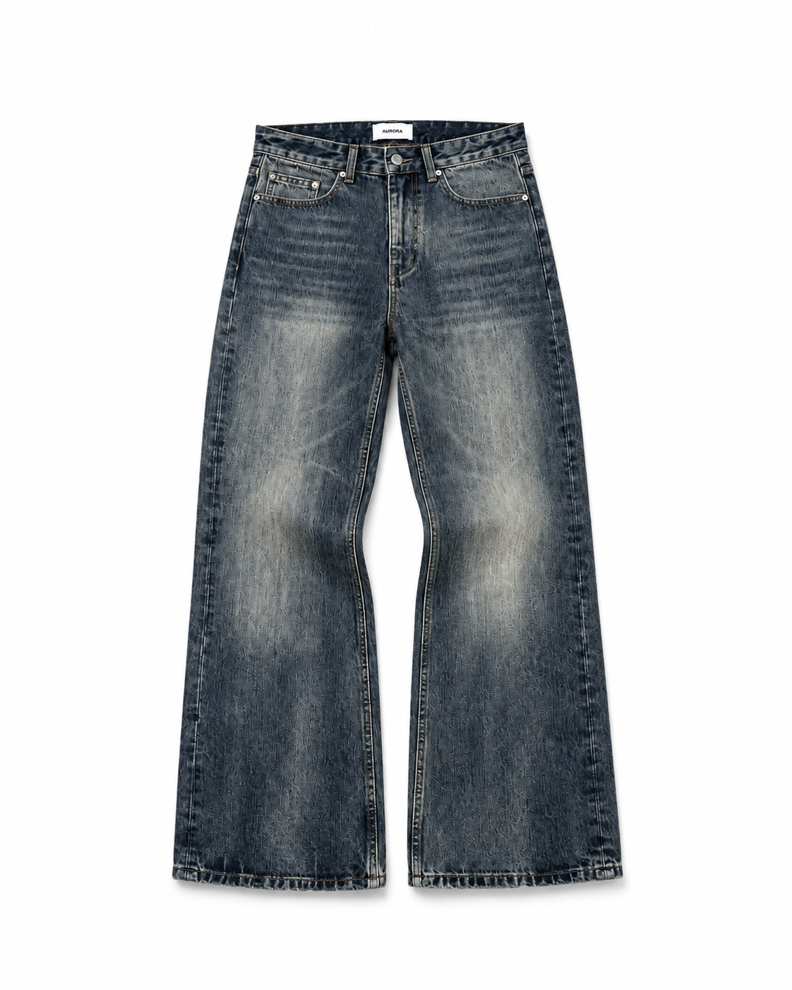 Washed Pattern Bootcut Denim